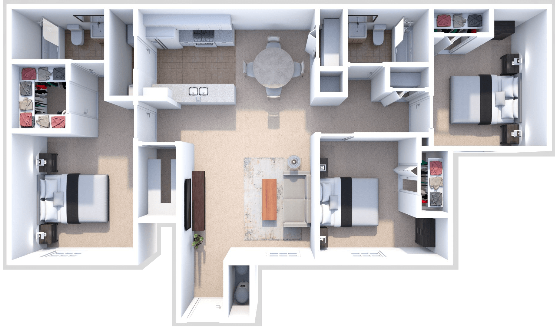 3 bed 2 bath floor plan